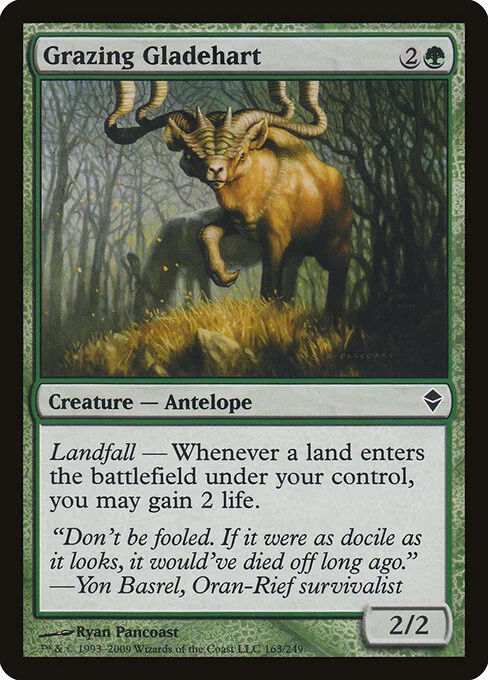 Grazing Gladehart, carta Magic di tipo Creature — Antelope illustrata da Ryan Pancoast