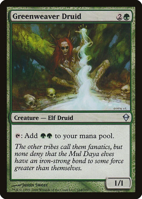 Greenweaver Druid, carta Magic di tipo Creature — Elf Druid illustrata da Justin Sweet