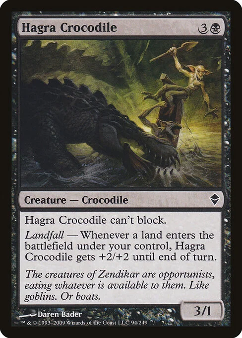 Hagra Crocodile, carta Magic di tipo Creature — Crocodile illustrata da Daren Bader