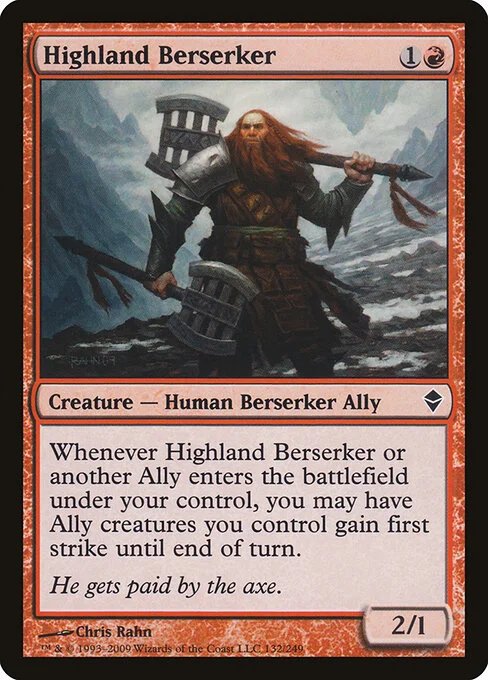 Highland Berserker, carta Magic di tipo Creature — Human Berserker Ally illustrata da Chris Rahn