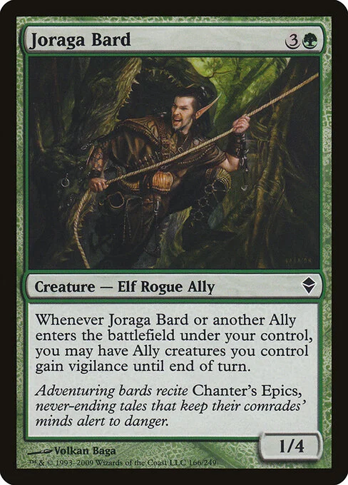 Joraga Bard, carta Magic di tipo Creature — Elf Rogue Bard Ally illustrata da Volkan Baǵa