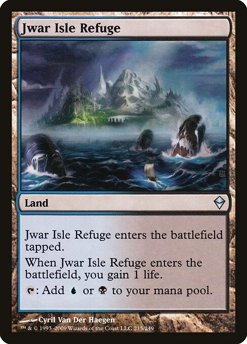 Jwar Isle Refuge, carta Magic di tipo Land illustrata da Cyril Van Der Haegen