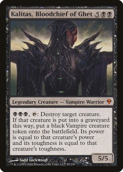 Kalitas, Bloodchief of Ghet, carta Magic di tipo Legendary Creature — Vampire Warrior illustrata da Todd Lockwood