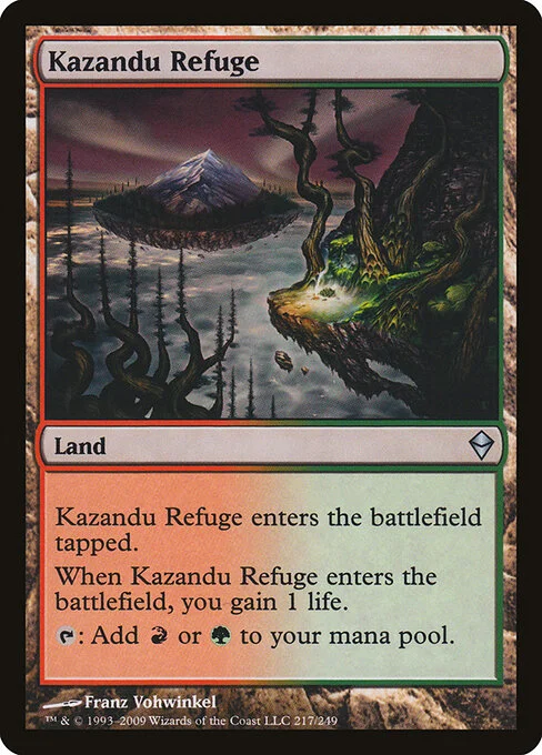 Kazandu Refuge, carta Magic di tipo Land illustrata da Franz Vohwinkel