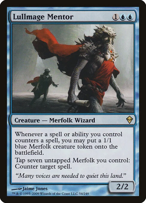 Lullmage Mentor, carta Magic di tipo Creature — Merfolk Wizard illustrata da Jaime Jones