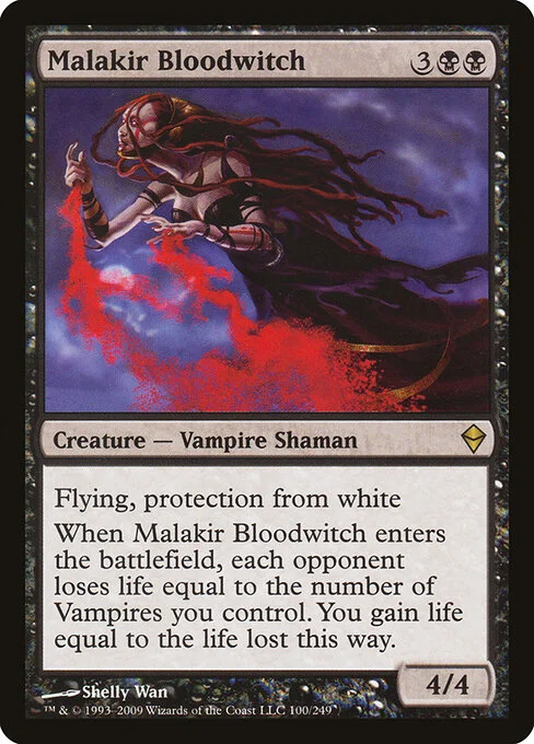 Malakir Bloodwitch, carta Magic di tipo Creature — Vampire Shaman illustrata da Shelly Wan