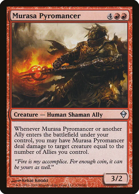 Murasa Pyromancer, carta Magic di tipo Creature — Human Shaman Ally illustrata da Kekai Kotaki