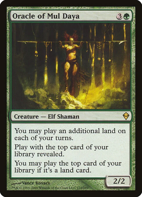 Oracle of Mul Daya, carta Magic di tipo Creature — Elf Shaman illustrata da Vance Kovacs