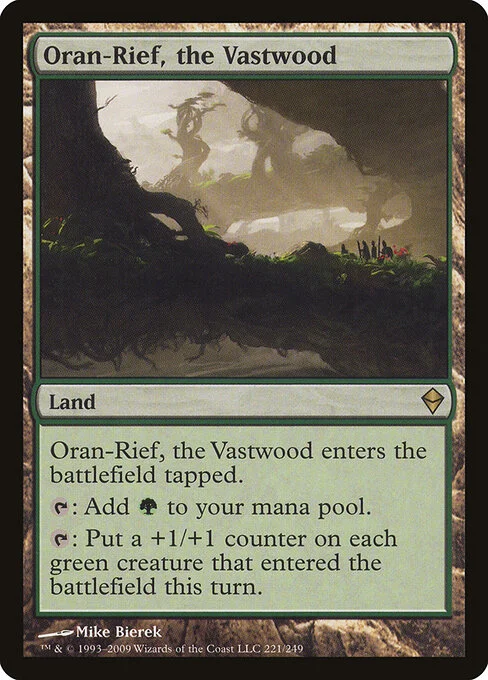 Oran-Rief, the Vastwood, carta Magic di tipo Land illustrata da Mike Bierek