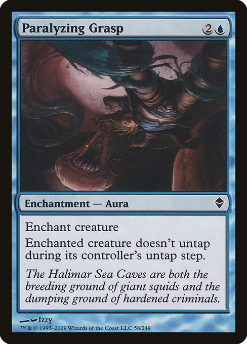 Paralyzing Grasp, carta Magic di tipo Enchantment — Aura illustrata da Izzy