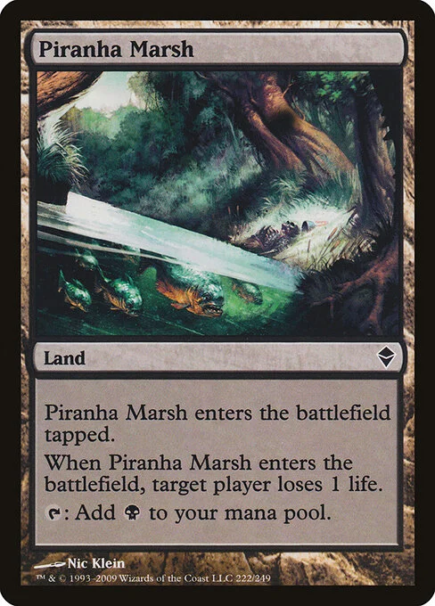 Piranha Marsh, carta Magic di tipo Land illustrata da Nic Klein
