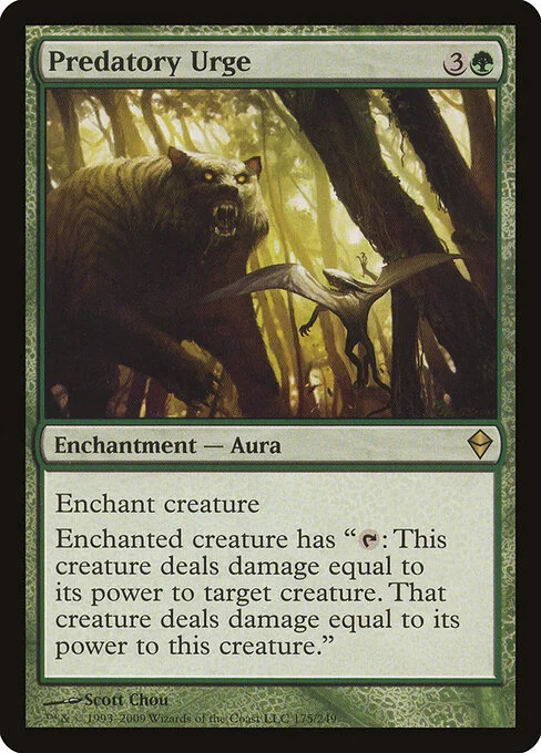 Predatory Urge, carta Magic di tipo Enchantment — Aura illustrata da Scott Chou
