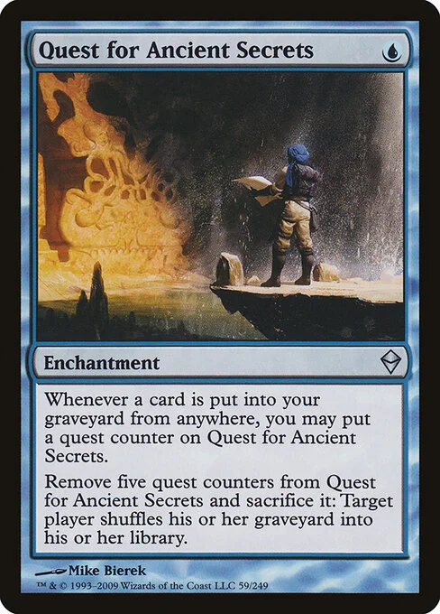 Quest for Ancient Secrets, carta Magic di tipo Enchantment illustrata da Mike Bierek