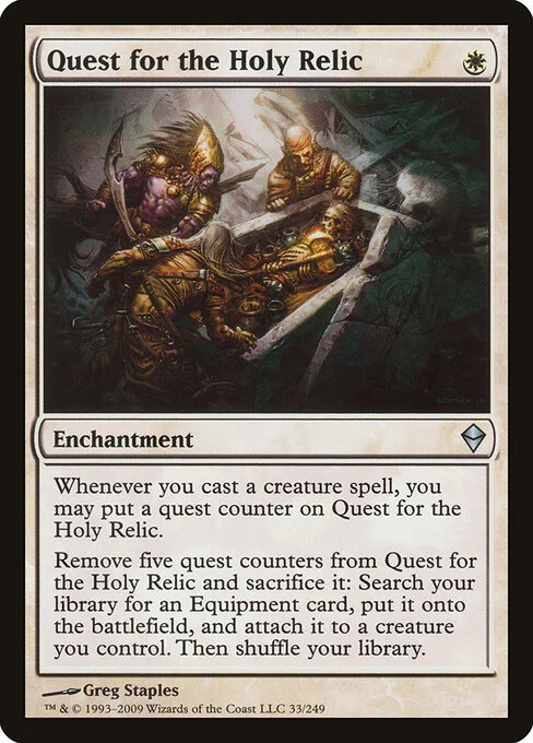 Quest for the Holy Relic, carta Magic di tipo Enchantment illustrata da Greg Staples