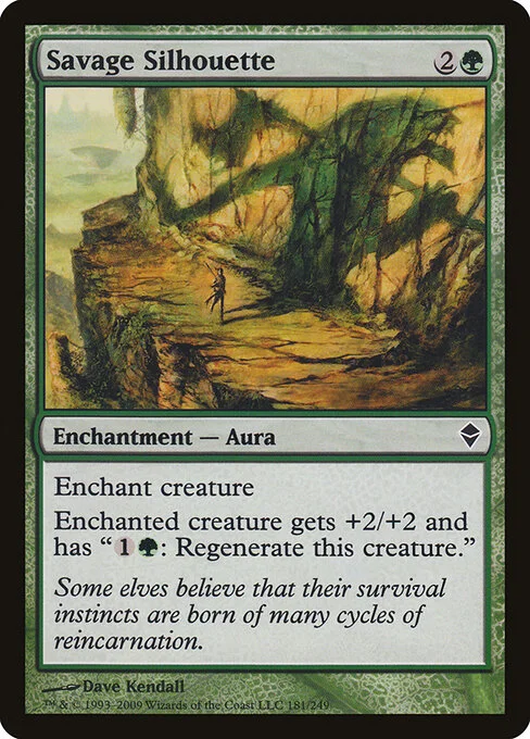 Savage Silhouette, carta Magic di tipo Enchantment — Aura illustrata da Dave Kendall