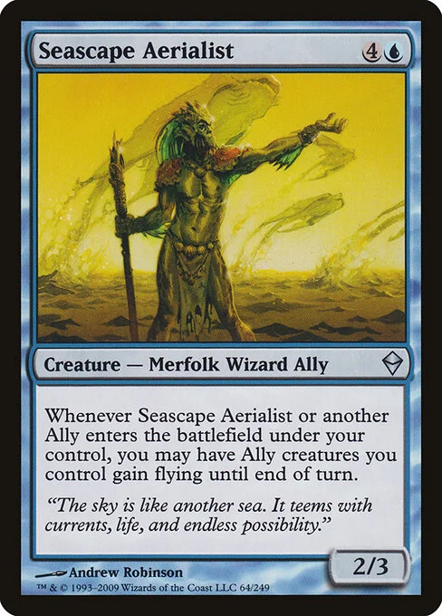 Seascape Aerialist, carta Magic di tipo Creature — Merfolk Wizard Ally illustrata da Andrew Robinson
