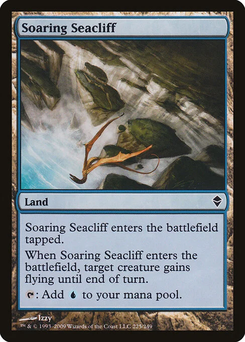 Soaring Seacliff, carta Magic di tipo Land illustrata da Izzy