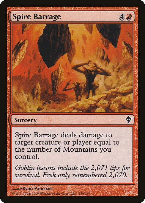 Spire Barrage, carta Magic di tipo Sorcery illustrata da Ryan Pancoast