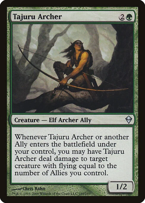 Tajuru Archer, carta Magic di tipo Creature — Elf Archer Ally illustrata da Chris Rahn