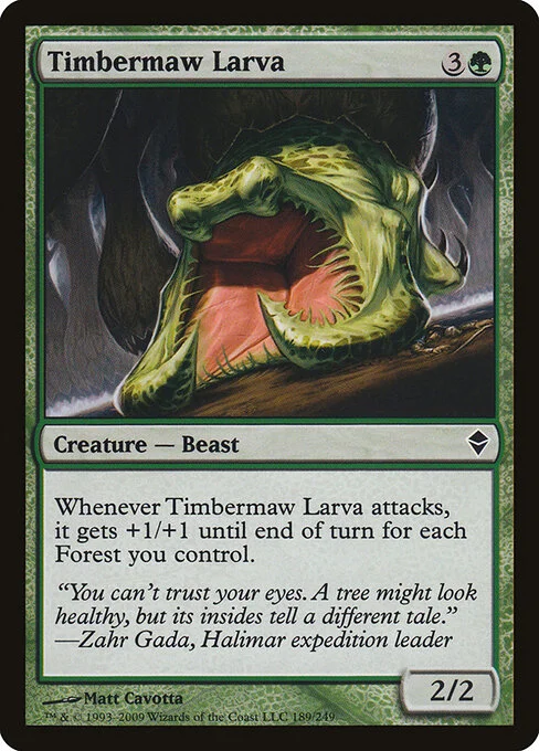 Timbermaw Larva, carta Magic di tipo Creature — Beast illustrata da Matt Cavotta