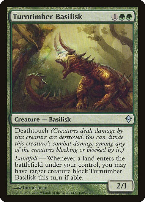 Turntimber Basilisk, carta Magic di tipo Creature — Basilisk illustrata da Goran Josic
