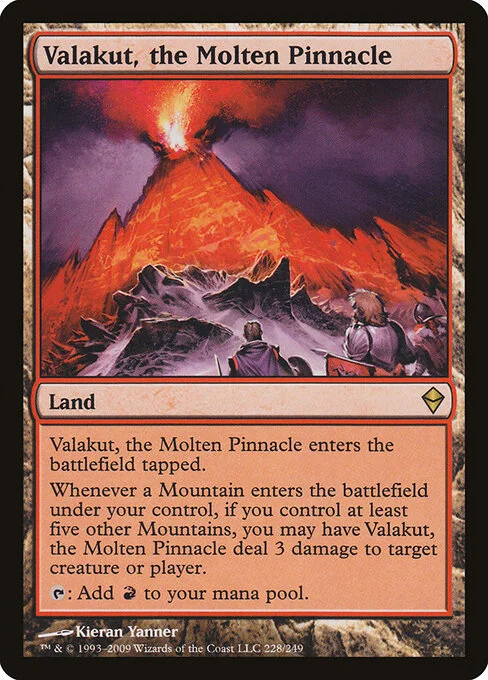Valakut, the Molten Pinnacle, carta Magic di tipo Land illustrata da Kieran Yanner
