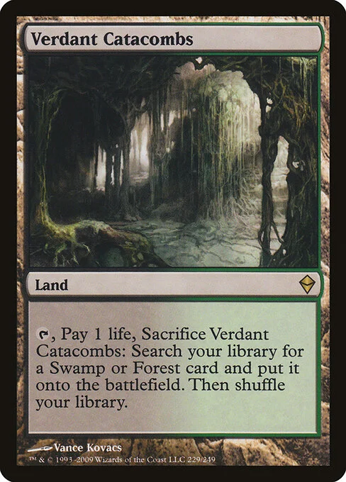Verdant Catacombs, carta Magic di tipo Land illustrata da Vance Kovacs