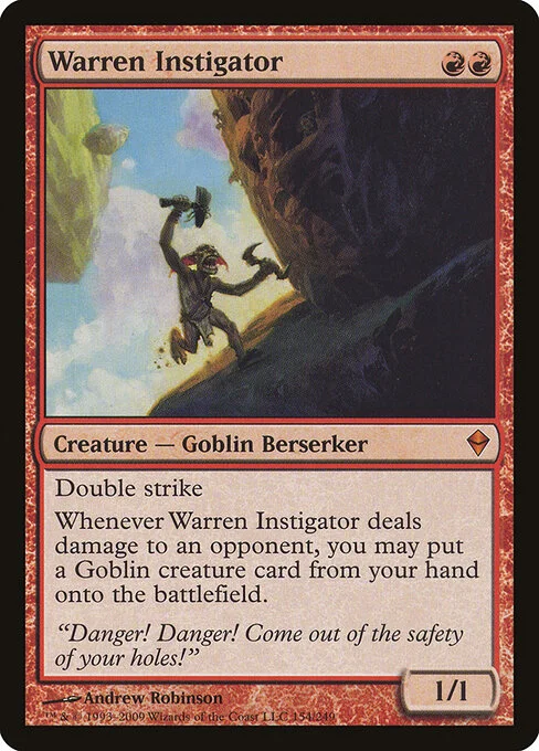 Warren Instigator, carta Magic di tipo Creature — Goblin Berserker illustrata da Andrew Robinson