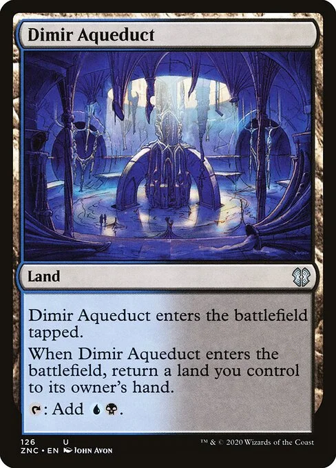 Dimir Aqueduct, carta Magic di tipo Land illustrata da John Avon