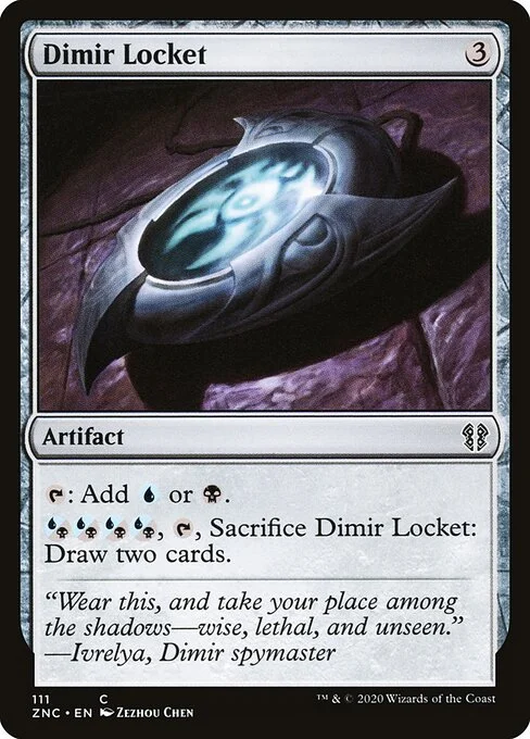 Dimir Locket, carta Magic di tipo Artifact illustrata da Zezhou Chen