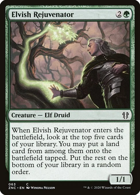 Elvish Rejuvenator, carta Magic di tipo Creature — Elf Druid illustrata da Winona Nelson