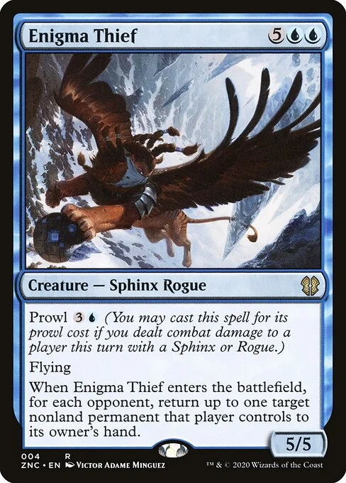 Enigma Thief, carta Magic di tipo Creature — Sphinx Rogue illustrata da Victor Adame Minguez
