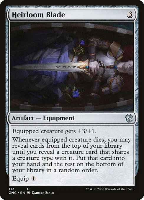 Heirloom Blade, carta Magic di tipo Artifact — Equipment illustrata da Carmen Sinek
