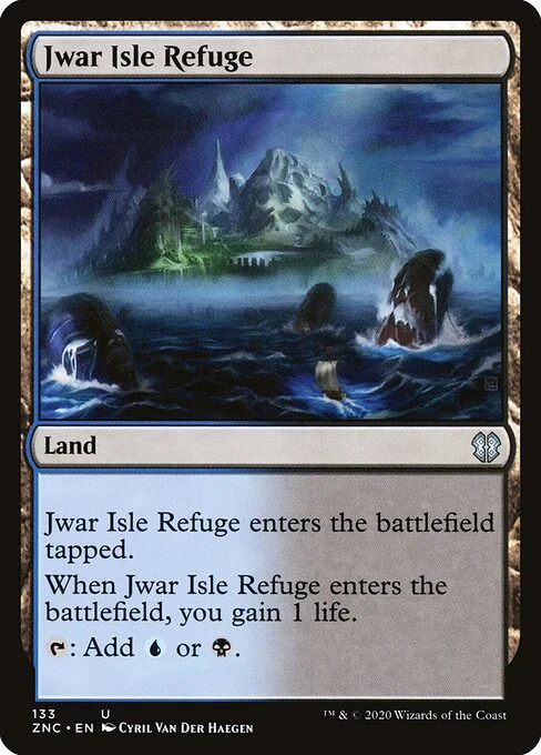 Jwar Isle Refuge, carta Magic di tipo Land illustrata da Cyril Van Der Haegen