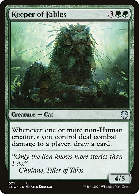 Keeper of Fables, carta Magic di tipo Creature — Cat illustrata da Alex Konstad