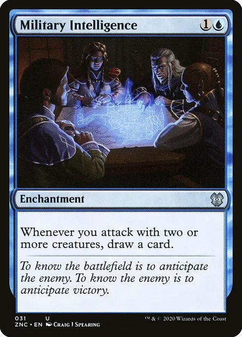 Military Intelligence, carta Magic di tipo Enchantment illustrata da Craig J Spearing