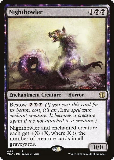Nighthowler, carta Magic di tipo Enchantment Creature — Horror illustrata da Nils Hamm