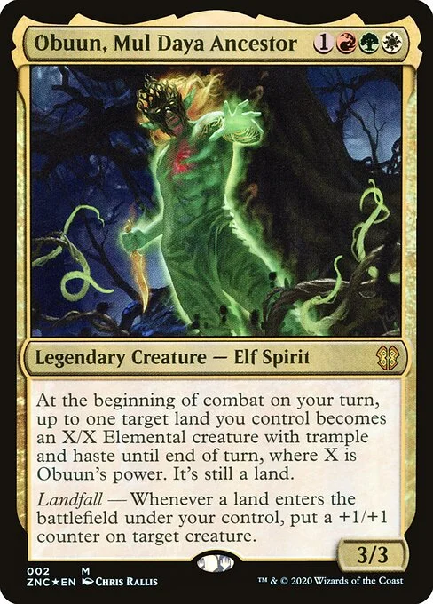 Obuun, Mul Daya Ancestor, carta Magic di tipo Legendary Creature — Elf Spirit illustrata da Chris Rallis