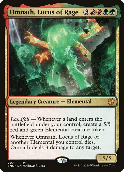 Omnath, Locus of Rage, carta Magic di tipo Legendary Creature — Elemental illustrata da Brad Rigney