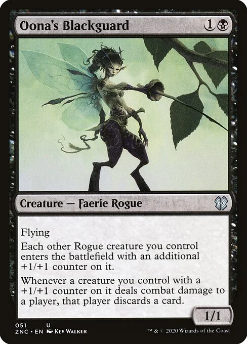 Oona's Blackguard, carta Magic di tipo Creature — Faerie Rogue illustrata da Kev Walker