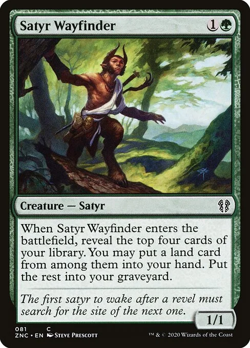 Satyr Wayfinder, carta Magic di tipo Creature — Satyr illustrata da Steve Prescott