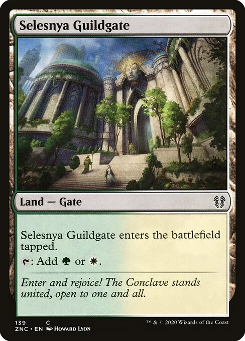 Selesnya Guildgate, carta Magic di tipo Land — Gate illustrata da Howard Lyon