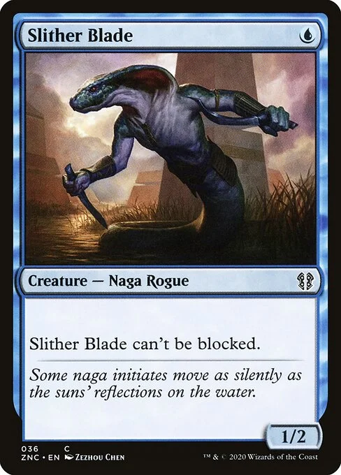 Slither Blade, carta Magic di tipo Creature — Snake Rogue illustrata da Zezhou Chen