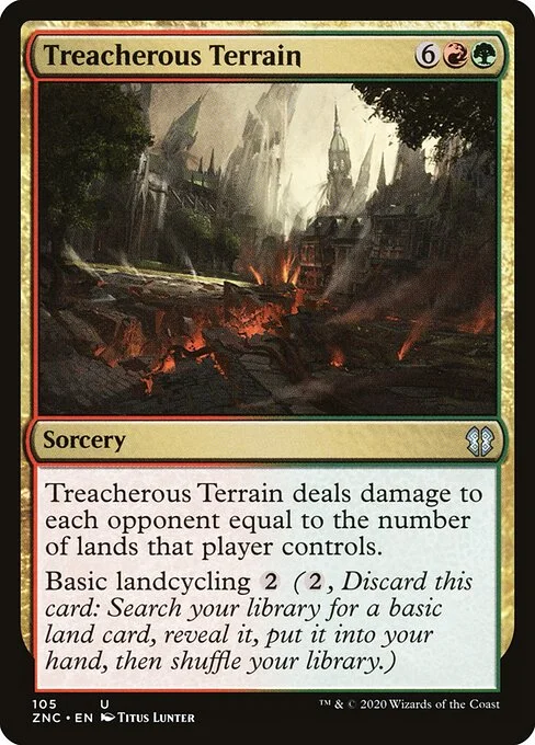 Treacherous Terrain, carta Magic di tipo Sorcery illustrata da Titus Lunter