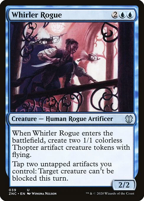 Whirler Rogue, carta Magic di tipo Creature — Human Rogue Artificer illustrata da Winona Nelson