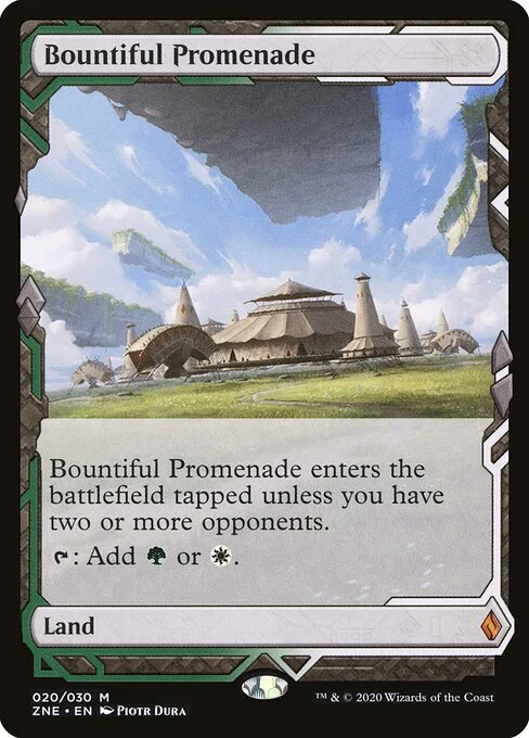 Bountiful Promenade, carta Magic di tipo Land illustrata da Piotr Dura