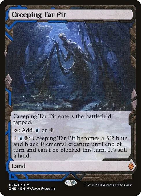 Creeping Tar Pit, carta Magic di tipo Land illustrata da Adam Paquette