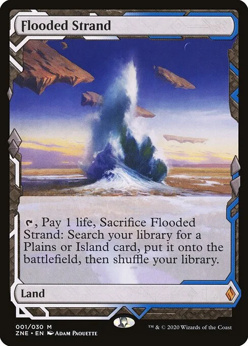 Flooded Strand, carta Magic di tipo Land illustrata da Adam Paquette