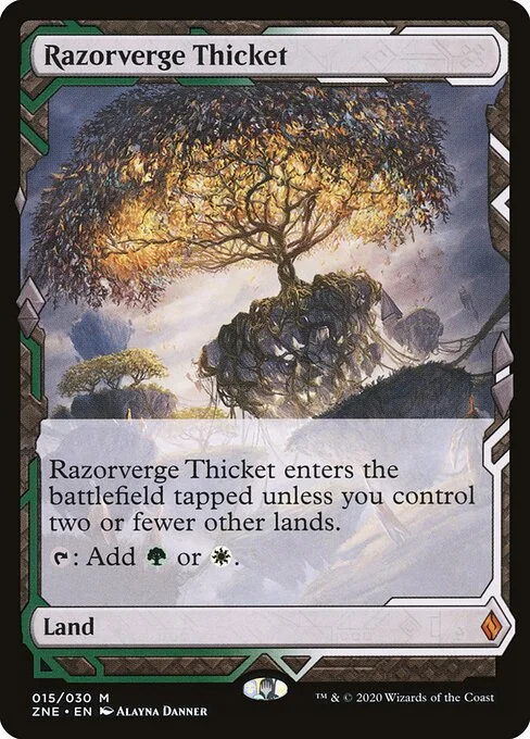 Razorverge Thicket, carta Magic di tipo Land illustrata da Alayna Danner