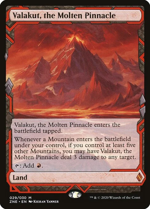 Valakut, the Molten Pinnacle, carta Magic di tipo Land illustrata da Kieran Yanner